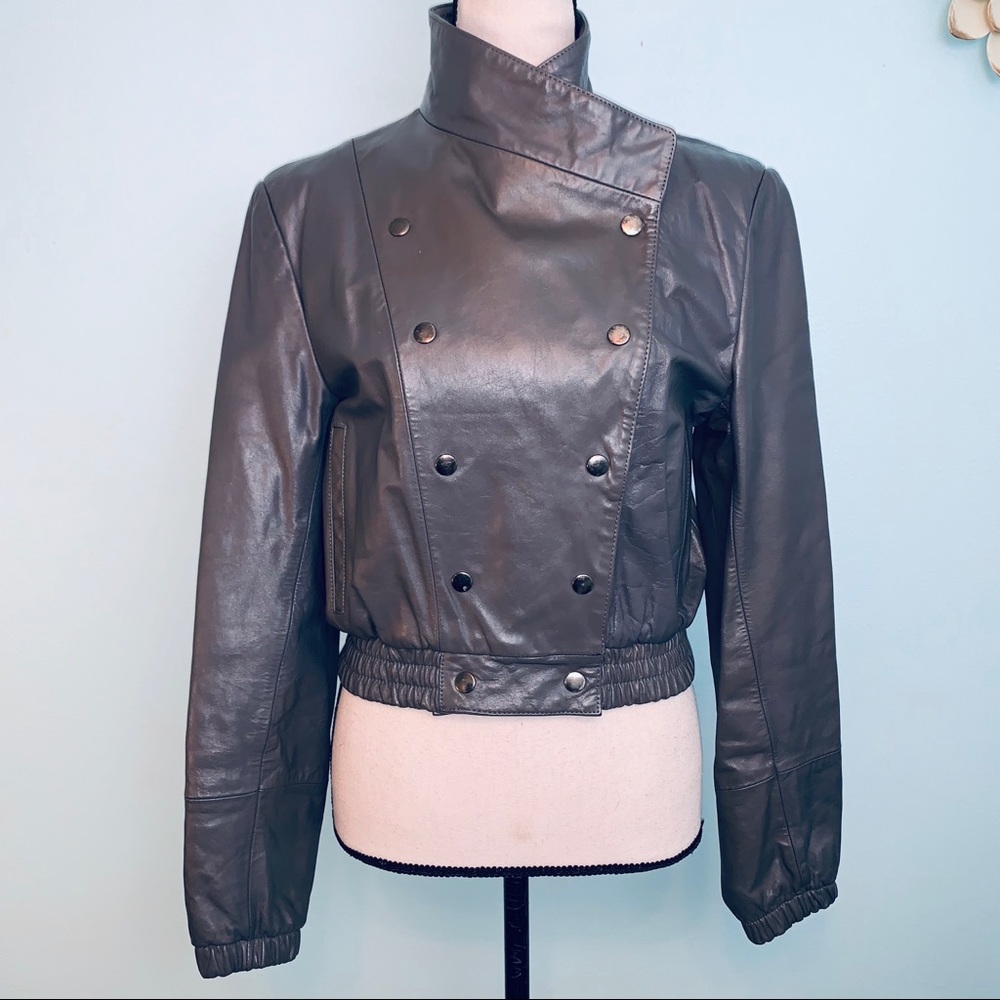Berman’s Vtg Gray Double Breasted Leather Jacket